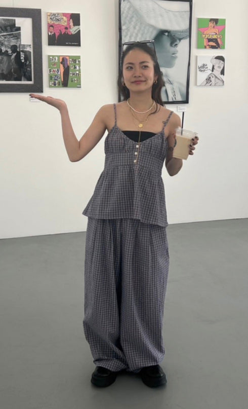 チェックボリュームラフパンツ